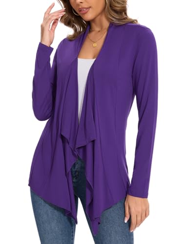 Image of Women's Casual Flowy Draped Open Front Cardigans Soft Cover Up Shrug