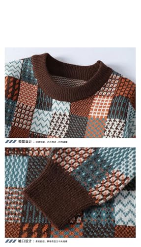Men's Winter American Retro Casual Round Neck Sweater Loose Long Sleeve Pullover2
