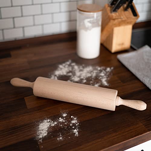 Foto von Chinchilla® Nudelholz mit Metallachse Made in Germany | hochwertige Backrolle aus Buchenholz | Teigrolle als Backzubehör zum Ausrollen von Kuchen-, Pizza- und Plätzchenteig | stabil & langlebig