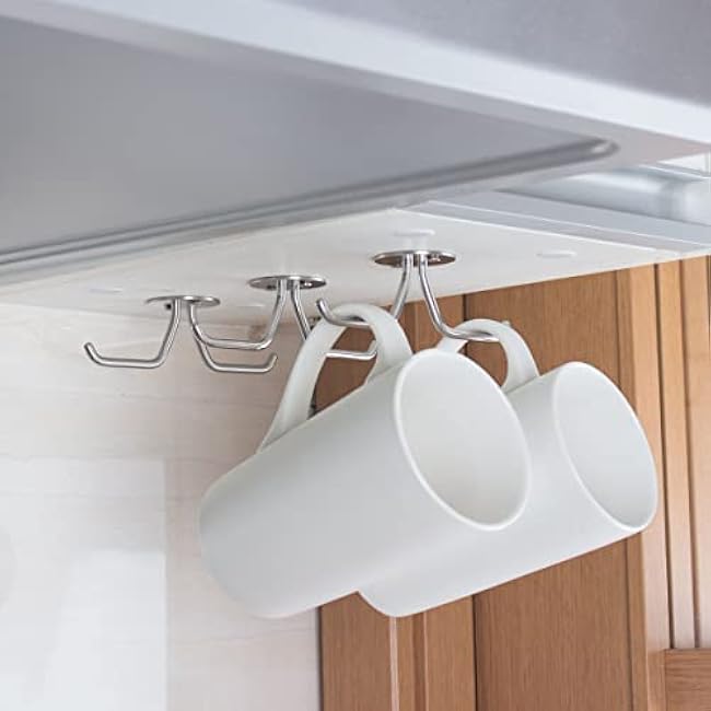 SIMPLETOME Under Cabinet Mug Hooks, SUS304 Stainless Steel, 3Pack