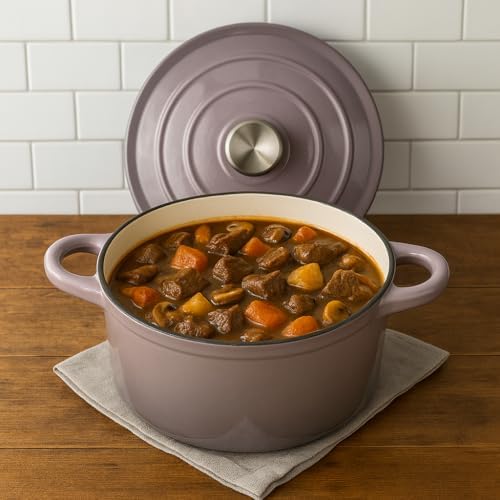 Hamilton Beach 5.5-Quart Enameled Cast Iron Dutch Oven with Lid | Heavy-Duty Pot for Braising, Roasting & Baking