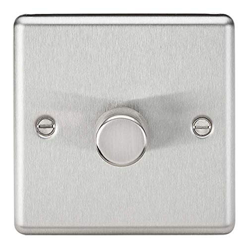 Knightsbridge CL2181BC 2 Way Trailing Edge Dimmer, Rounded Edge Brushed Chrome, 1G, 10-200 W, 5-150 W LED