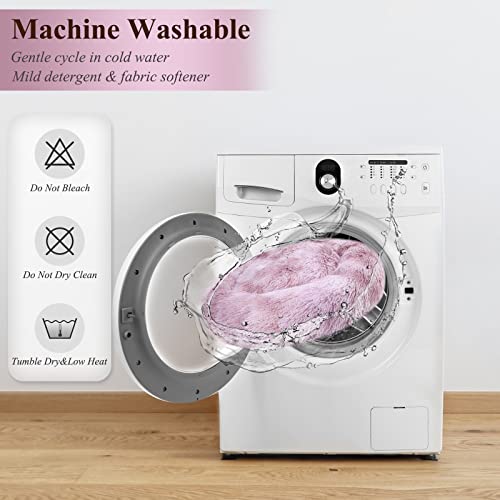 VIVAGLORY-Round-Dog-Beds-Improved-Sleep-Cozy-Pet-Bed-Self-Warming-Plush-Donut-Cuddler-with-Anti-slip-Bottom-Suitable-for-Cat-Tiny-Dog-Gradient-Ash-Rose