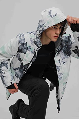 Men's Ski Suit Ski Jacket And Pants Set Waterproof Snow Suit Two Pieces Outdoor Warm Winter Snowboard Jackets Windproof Mountain Snowsuit (C2+Khaki, L) #TOP4