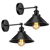 Black Wall Sconce Lamp 2-Pack Arm Swing Wall Lights Wall Lamp Hardwire E26 Base, 240 Degree Adjustab