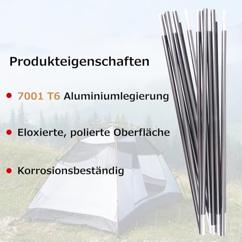 Azarxis Zeltstange Reparatur Set, Teleskopstangen aus 7001 Aluminium, Multifunktions Reparatursatz für Zelt Camping Wandern (370cm) – Ansicht 4