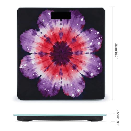 Báscula digital Tie Dye para baño con pantalla LCD miniatura 2