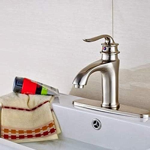 Robinet mitigeur haut de gamme en nickel brossé monotrou pour lavabo de salle de bain épuré