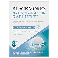 Blackmores Nails, Hair & Skin Rapi-Melt | Supports hair, skin & nail health | Formulated with nicotinamide (B3), biotin, silica and vitamin C | Blueberry flavour | 60 melts