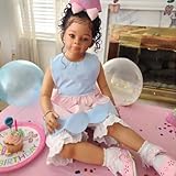 BALOLO 30 Inch Artist Reborn Baby Dolls, Realistic Reborn Doll with Soft Vinyl and Cloth Body Lovely Black Skin Girl Toddler Dolls Handmade Birthday Gift My Little Sweetheart