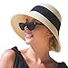 Produktbild SIGGI Stroh Sommerhut mit Sonnen Shade für Damen schlaffer Strand Sonnenhut Breite Krempe, 69087_Beige, M