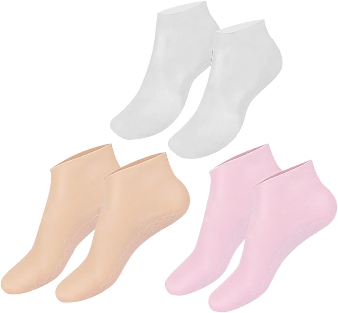3 Pairs Moisturizing Spa Socks for Rough Feet Women Honeycomb Shock Absorption, Elastic Lotion Socks for Foot Care and Overnight Hydration
