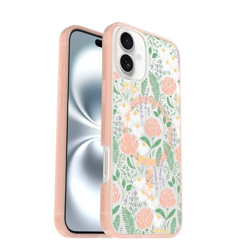 Image of OtterBox iPhone 16 Plus Symmetry Series Clear Case - Peachy Bloom Pink - Ultra-Thin, Sleek iPhone Case, Floral iPhone Case