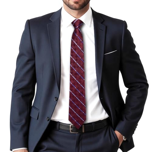 Image of Mens Tie and Lapel Pin Paisley Striped Floral Necktie for Men Pocket Square Cufflinks 4PCS Set Wedding Party