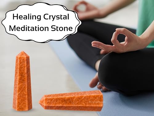 Image of Crystal Heaven Certified Peach Moonstone Crystal Tower Obelisk Point for Chakra, Healing and Balancing - AAA Grade Original Certified Gemstone Agate for Reiki Meditation Yoga Spiritual (3-4 Inches)