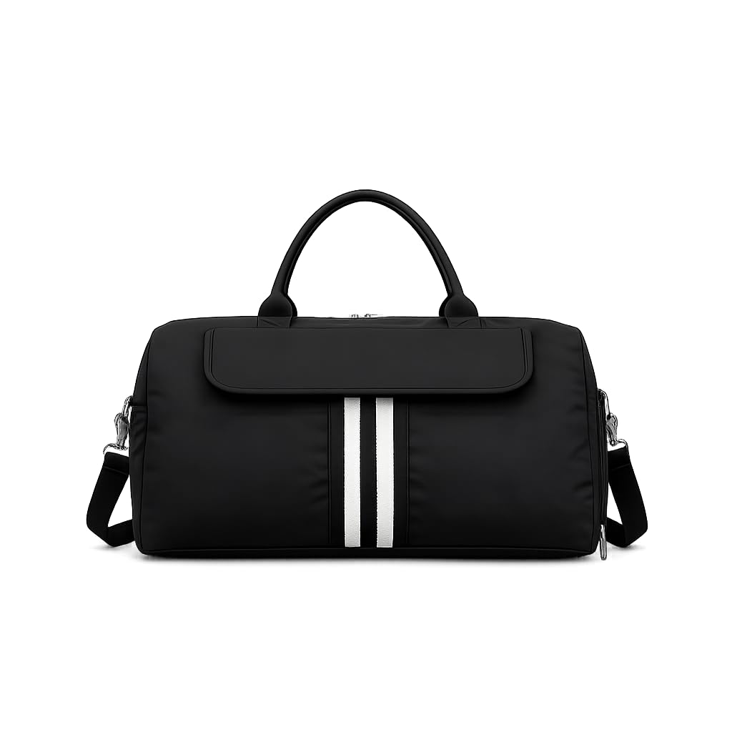 Multifunctional Lightweight Waterproof Sports Fitness Bag/Gym Bag/Duffel Bag/Yoga Bag/Weekend Travel Bag with Separate Shoes Compartment & Wet Pocket for Men & Women (Black)-image-22