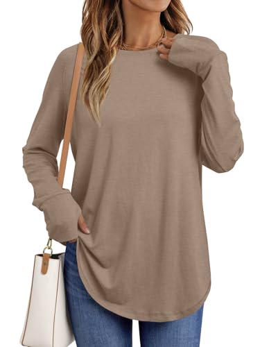 Image of AUTOMET Womens Long Sleeve Tunic Tops Crew Neck Casual Loose Fit Shirts