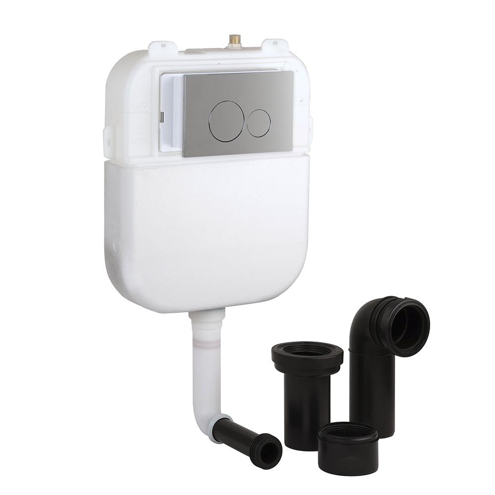 Milano Chrome (Round) Back To Wall Toilet Wc Concealed Cistern Round Chrome Dual Flush Plate