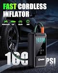 6000A Jump Starter with Air Compressor 160PSI, 12V Car Battery Booster for 10L Gas/10L Diesel, Portable Tire Inflator Car Booster Pack with Jumper Cables & 3 in 1 LED Light