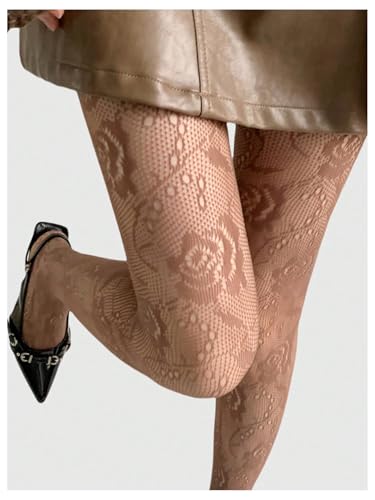 Women's 1 Pair Floral Sheer Mesh Stockings Hollow Out Sexy Stockings Fishnet Tights Fairy Gothic Pantyhose3