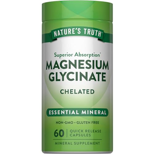 Natures Truth Magnesium Glycinate Capsules | 200mg | 60 Count | Chelated Superior Absorption Formula | Non-GMO & Gluten Free Supplement