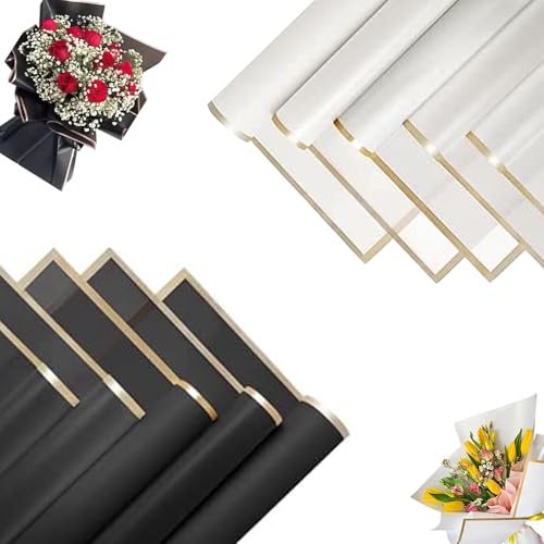 Ramo de papel de regalo, Wanfoou 40 hojas de papel floral resistente al agua, papel envolvente impermeable, papel de flores con cinta, papel floral para envolver regalos, flores, arte y manualidades