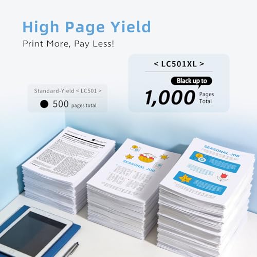 Image of 2 Pack LC501XL Black Ink Cartridges High Yield Replacement for Brother LC 501 XL Compatible with MFC-J1260DW J1360DW J1410DW Color Inkjet Printer (2BK)