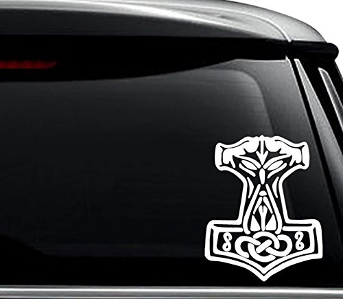 Thor Hammer Decal Sticker For Use On Laptop, Helmet, Car, Truck, Motorcycle, Windows, Bumper, Wall, and Decor Size- [12 inch] / [30 cm] Tall / Color- Matte White