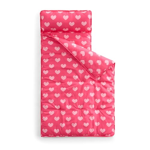 Kids Sleeping Bag Nap Mat with Pillow & Blanket – 3-in-1 Machine Washable Quilted Mat for Kids – Portable with Handles – 20