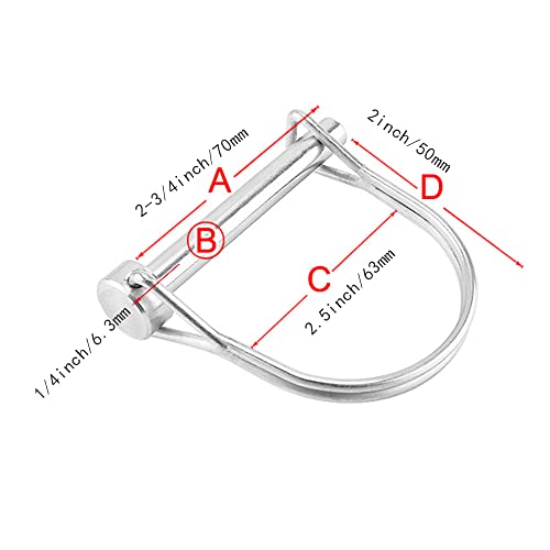 10 Pcs Trailer Coupler Pin 1/4"Diameter Wire Lock Pin Pto Shaft Locking Pin Heavy-Duty Quick Release Coupler Pin Round Arch Safety Pin Retainer For Farm Wagons Lawn Garden (Silver) #TOP1