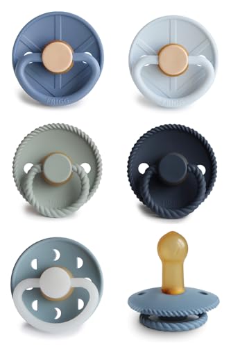 Image of FRIGG Natural Rubber Baby Pacifier 6-Pack Endless Sea | Made in Denmark | BPA-Free (6-18 Months)