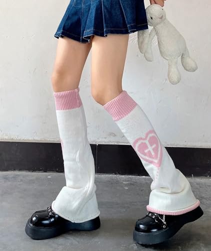 Image of WODECASA Girls Kawaii Leg Warmers Knitted Flared Leg Sleeves Goth Crochet Baggy Cuff Ankle Heap Socks