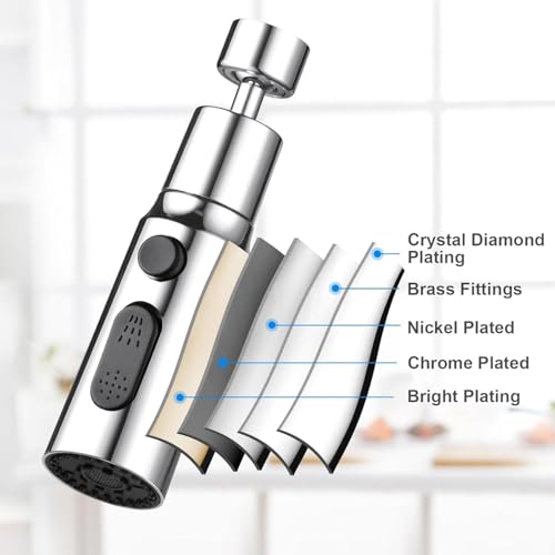 Cabezal de grifo de cocina triple funcion anti salpicaduras con extension de giro completo 8