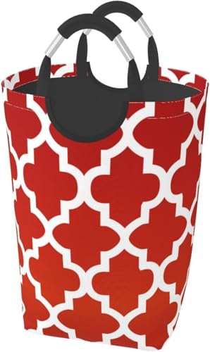 ランドリーバスケット大容量 洗濯かご 防水 深紅と白の四つ葉 折りたたみ 収納ランドリーボックス 雑貨 おもちゃ収納バッグ 寝室、洗濯室、 バスルームのための脱衣かご 耐久性 持ち手付き ランドリーかご