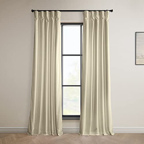 Image of HPD Half Price Drapes Signature Plush Velvet Blackout Curtains for Bedroom (1 Panel), 50W X 84L Hotel Black Out Curtains for Living Room, Thermal Insulated Blackout Curtains for Windows, Angora Beige