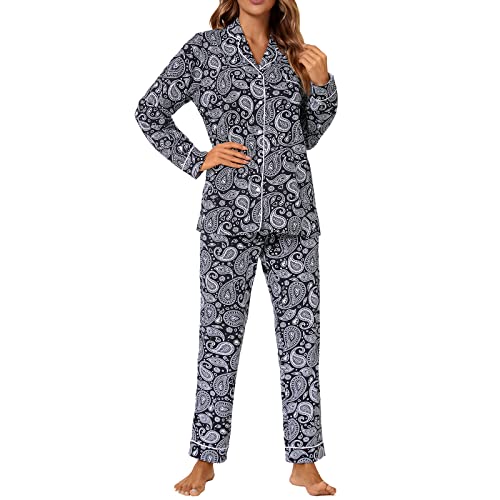 Image of Tugege Pajamas Set Long Sleeve Sleepwear Womens Button Down Nightwear Pj Sets