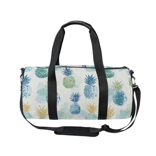 Pineapple Sports Duffel Bag Durable Barrel Gym Bag with Full Print Design, Adjustable Shoulder Strap Side Pockets, Ideal for Fitness Training Short Trips and Outdoor Sports2