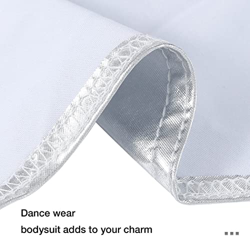 Bodiy Metallic Shiny Bodysuit Cutout One Piece Swimwear High Leg Cut Backless Bathing Suits Party Tank Top For Women (Silver) #TOP3