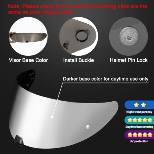 Image of PSLER i10 HJ-31 i70 Visor- i10 Helmet Visor HJ 31Helmet Face Shield motorcycle Shield Accessories Replacement for i10 HJ-31 i70,Silver