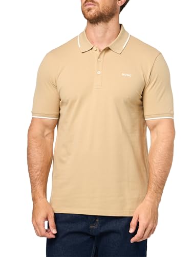 HUGO, Dinoso Collar Piping Polo Shirt, Boulder Beige, XL