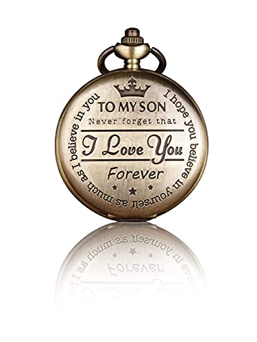 Image of AUGEN Pocket Watch Metal Keychain Son Retro Vintage for Gifting With Key Ring Anti-Rust (Pack Of 1)