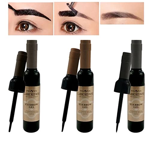 Wine Eyebrow Gel 3 Colors Wine Bottle Tattoo Brow Gel Tint Eyebrow Beauty Dyeing Eyebrow Cream Peelable Tearing Eyebrow Colouring Gel Waterproof Quick Dry Dyeing No Smudge Easy To Color #TOP16