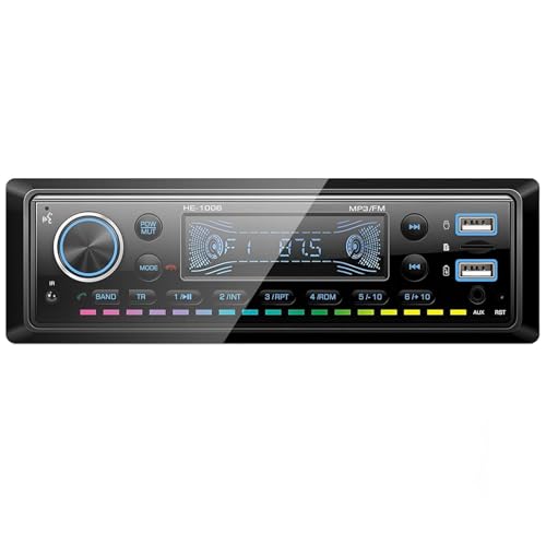 CAMECHO 1 DIN Autoradio Automotriz, Reproductor Multimedia Digital de 4 x 45W con Bluetooth, Manos Libres, Sintonizador de Radio FM, Reproductor MP3, Carga USB, Entrada AUX, Reproducción de Disco U