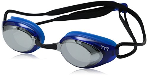 TYR Blackhawk Racing Mirrored Googles, Silver/Blue/Black, One Size