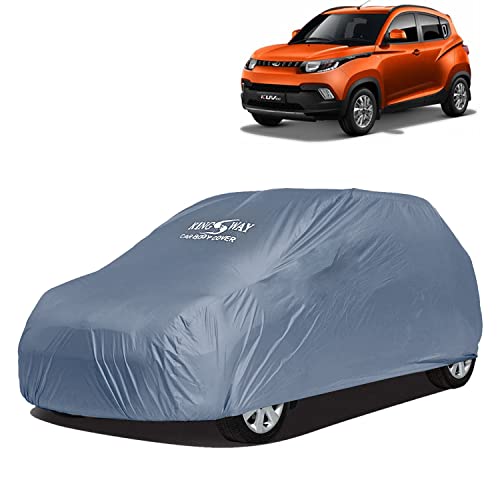 Image of KINGSWAY KUV 100 Car Body Cover Dustproof for (Year 2016 to 2021) All Model, Compatible with Mahindra KUV 100 Car Cover, Comes with Bird Droppings, Scratch, UV and Paint Protection, Grey Matty