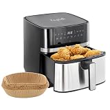 MegaChef 8.5 Quart Bundle Electric Air Fryer in Black and St...