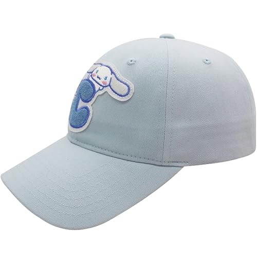 Hello Kitty Baseball Cap Cinnamoroll Adjustable Cotton Dad Hat with Curved Brim Chenille Patch Light Blue One Size