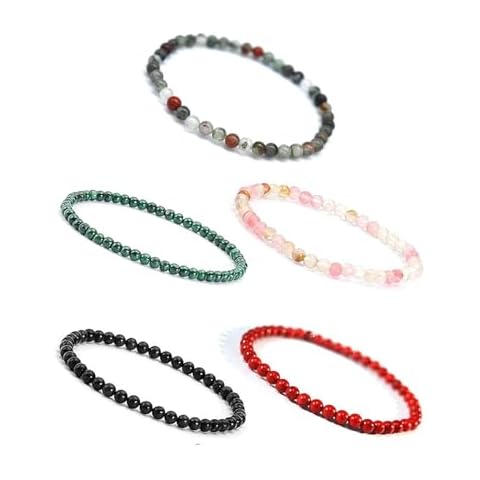 KIKILA 4mm Mini Gemstone Energy Bracelets Crushed Stone Beaded Bracelet Natural Stone Charm Beaded Small Couples Bracelets for Women Cover