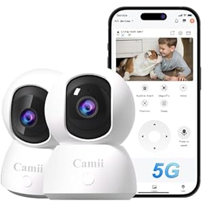 Indoor Security Camera 2K, 360 Degree Cameras for Home Security with Night Vision, Baby/Dog Monitor with Auto Tracking, Human/Pet Detection, Cloud&SD, Pet Camera Support 2.4/5GHz WiFi, 2-Pack