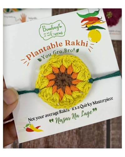 Image of Bombay Greens Plantable Seed Rakhi for Brother Eco- Friendly DIY Grow Kit| Grow Plants from Seeds Rakhi | Rakhi Gift Set for Brother - Sunflower
